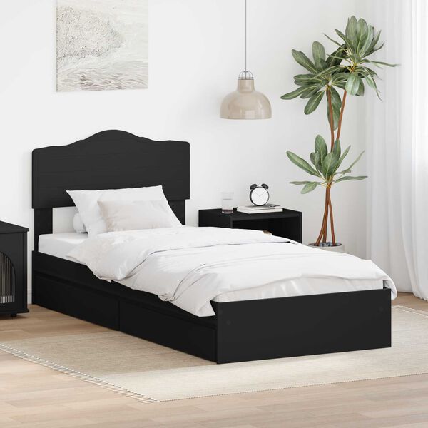 vidaXL Aufbewahrungsbett Schwarz 90 x 190 cm Holzwerkstoff