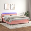 vidaXL Boxspringbett mit Matratze & LED Rosa 180x200 cm Samt