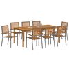 vidaXL Garten Essgruppe 9 pcs Grau Poly Rattan