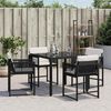 vidaXL Gartenstühle mit Kissen 4 Stk. Schwarz Poly Rattan