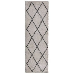 vidaXL Teppich Shaggy Hochflor Modern Beige und Anthrazit 80x250 cm