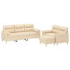 vidaXL 3-tlg. Sofagarnitur mit Kissen Creme Stoff