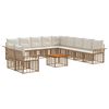 vidaXL Outdoor-Sofagarnitur 12 pcs Nat&uuml;rlich und Cremwei&szlig; Polyester