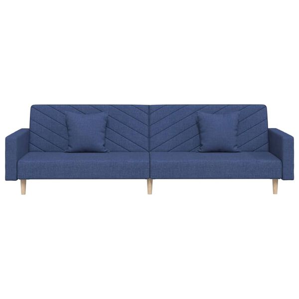 vidaXL Schlafsofa 2-Sitzer mit 2 Kissen Blau Stoff