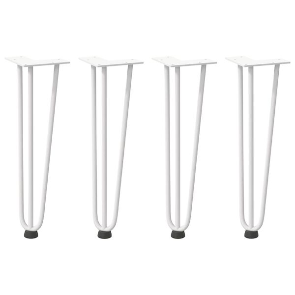 vidaXL Haarnadelbeine f&uuml;r Couchtisch 4 Stk. Wei&szlig; 42 cm Massivstahl