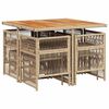 vidaXL 9-tlg. Garten-Essgruppe mit Kissen Beige Poly Rattan