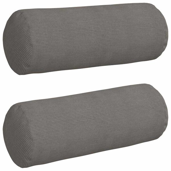 vidaXL Bolsterkissen 2 St&uuml;ck Hellgrau &Oslash; 25 x 70 cm Cordstoff