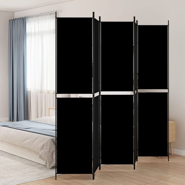 vidaXL 5-tlg. Paravent Schwarz 250x220 cm Stoff