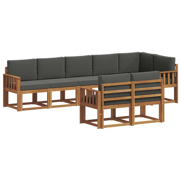 vidaXL Outdoor-Sofagarnitur mit Kissen 8 pcs Natur und Anthrazit