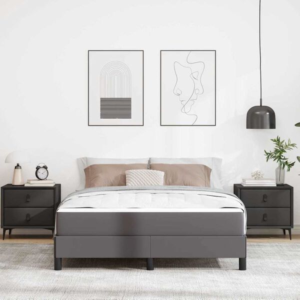 vidaXL Bettrahmen mit Matratze Grau 140 x 190 cm Stoff