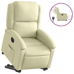 vidaXL Relaxsessel mit Aufstehhilfe Elektrisch Creme Echtleder
