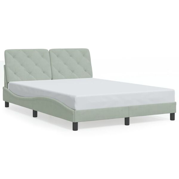 vidaXL Bettgestell ohne Matratze Hellgrau 140x200 cm Samt