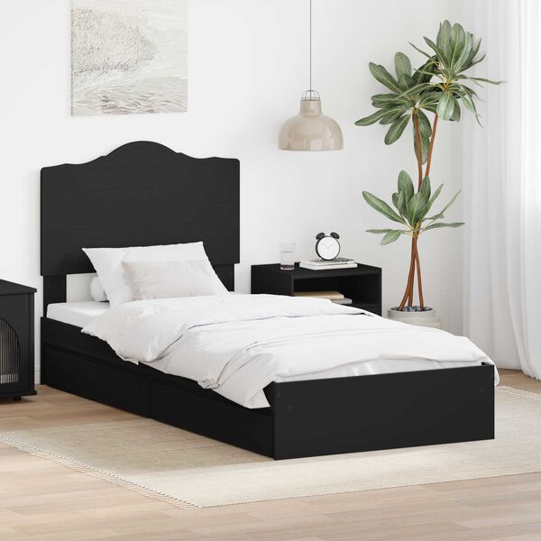 vidaXL Aufbewahrungsbett Schwarz 100 x 200 cm Holzwerkstoff
