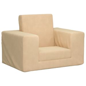 vidaXL Schlafsofa f&uuml;r Kinder Creme Weicher Pl&uuml;sch