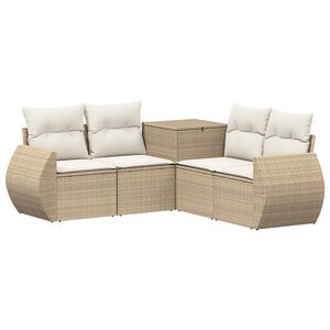 vidaXL Sofa Set 5 stk. Beige und Cremewei&szlig; Polyrattan und Stahl