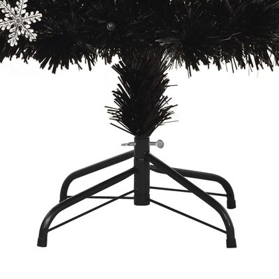 vidaXL Weihnachtsbaum mit LED-Schneeflocken Schwarz 150 cm Fiberoptik