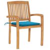 vidaXL Gartenst&uuml;hle 2 Stk. mit Blauen Kissen Massivholz Teak