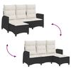 vidaXL Gartensofa mit Liegefunktion Kissen L-Form Schwarz Poly Rattan