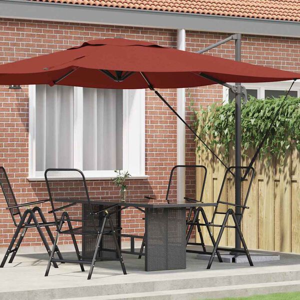 vidaXL Roma Parasol Rot 286 x 285 x 265 cm Polyester und Aluminium