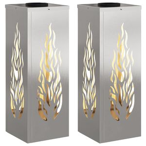 vidaXL Solar LED Weg Licht 2 pcs Silber Edelstahl