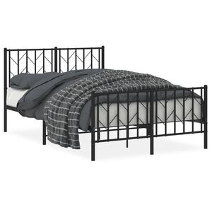 vidaXL Bettgestell mit Kopf- und Fu&szlig;teil Metall Schwarz 120x200 cm