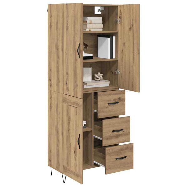 vidaXL Highboard 2 pcs Artisan-Eiche Ingenieurholz und Glas