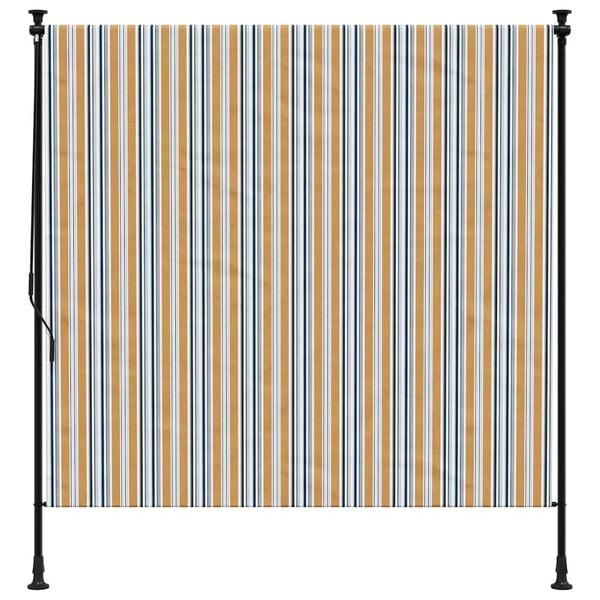 vidaXL Au&szlig;enrollo Gelb und Wei&szlig; 150x270 cm Stoff und Stahl