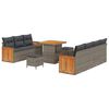 vidaXL Gartensofa-set mit Kissen 13 pcs Grau Poly-Rattan