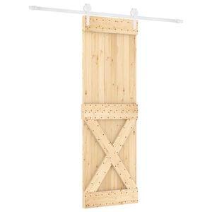 vidaXL Schiebet&uuml;r 80 x 210 cm Massives Kiefernholz Nat&uuml;rlich und Wei&szlig;