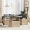 vidaXL Garten-Sofa-Set mit Kissen mit Speicher 5 pcs Beige Poly Rattan