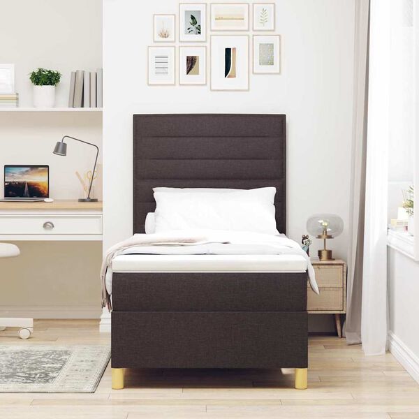 vidaXL Boxspringbett mit Matratze Dunkelbraun 90 x 200 cm Stoff
