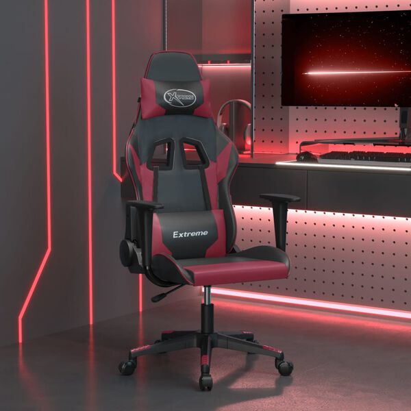 vidaXL Gaming-Stuhl mit Massagefunktion Schwarz und Weinrot Kunstleder