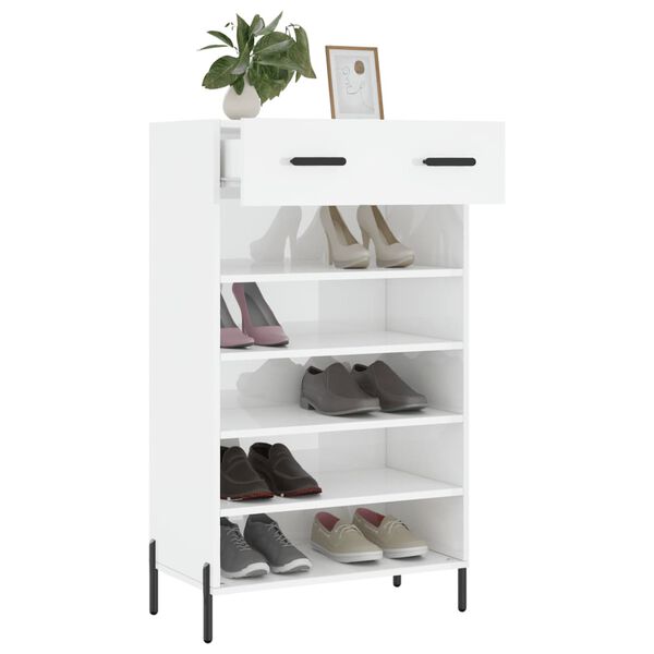 vidaXL Schuhschrank Hochglanz-Wei&szlig; 60x35x105 cm Holzwerkstoff