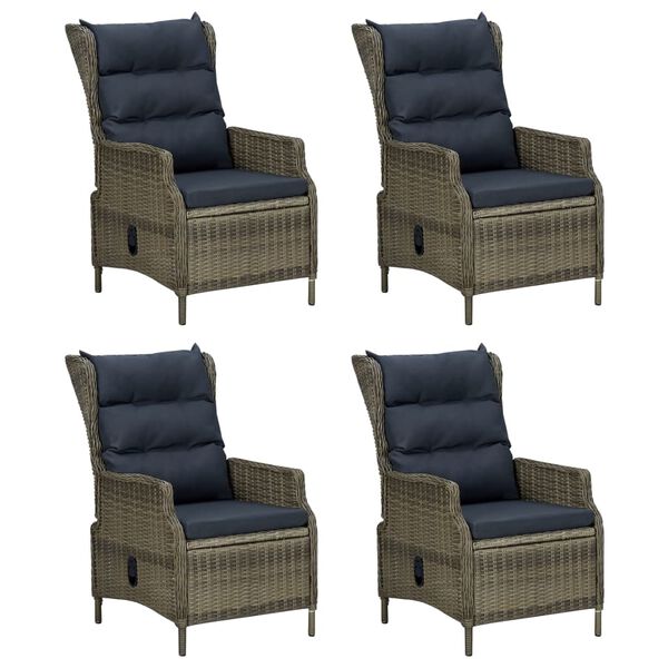 vidaXL 5-tlg. Garten-Essgruppe mit Kissen Poly Rattan Braun