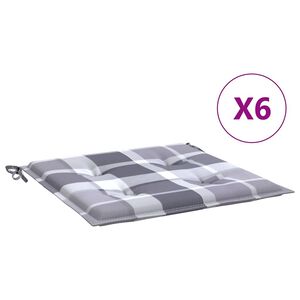 vidaXL Gartenstuhl-Kissen 6 Stk. Grau Karomuster 40x40x3 cm