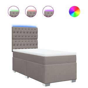 vidaXL Boxspringbett mit Matratze Taupe 100x200 cm Stoff