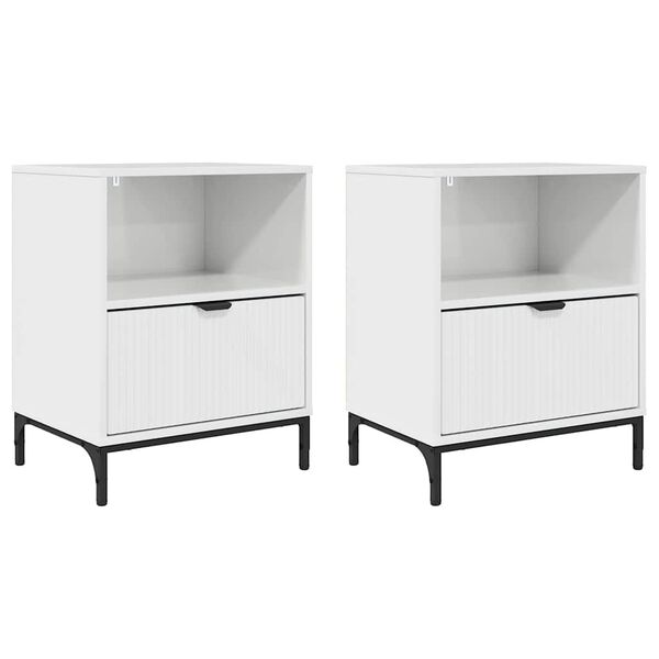 vidaXL Nachttisch 2 pcs Hochglanz-Wei&szlig; 49 x 36 x 61 cm Holzwerkstoff