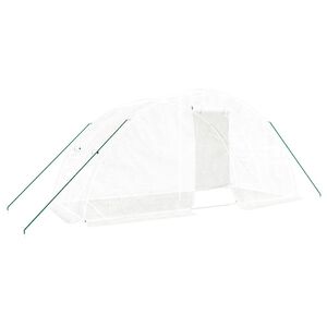 vidaXL Gew&auml;chshaus mit Stahlrahmen Wei&szlig; 10 m&sup2; 5x2x2,3 m