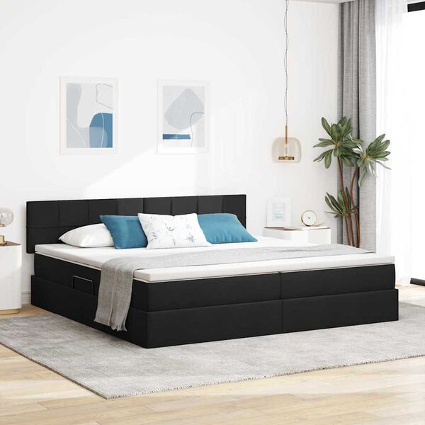vidaXL Aufbewahrungsbett mit Matratze Schwarz 200 x 200 cm