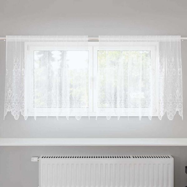 vidaXL Spitzenvorhang mit Vorh&auml;ngen Floral Wei&szlig; 100 x 200 cm Polyester