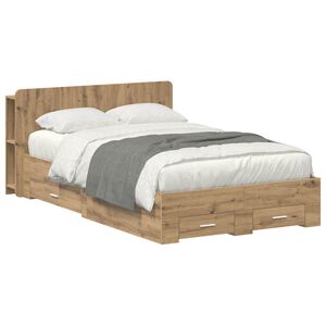 vidaXL Bettgestell mit Stauraum Artisan-Eiche 120 x 190 cm