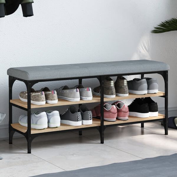 vidaXL Schuhbank Sonoma-Eiche 102x32x47 cm Holzwerkstoff