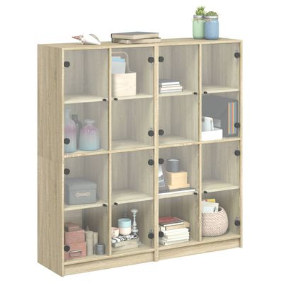 vidaXL Bücherschrank mit Türen Sonoma-Eiche 136x37x142cm Holzwerkstoff