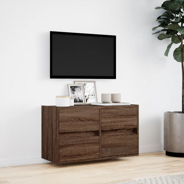 vidaXL TV-Wandschrank mit LED-Beleuchtung Braun Eiche-Optik 80x31x45cm