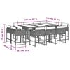 vidaXL 11-tlg. Garten-Essgruppe mit Kissen Hellgrau Poly Rattan