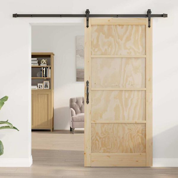 vidaXL Schiebet&uuml;r ORKDAL Braun 93 x 202 cm Massives Kiefernholz