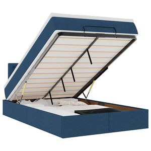 vidaXL Ottomane Bett mit Matratze & LEDs Blau 120x190 cm Stoff