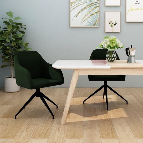 vidaXL Esszimmerst&uuml;hle 2 Stk. Dunkelgr&uuml;n Samt