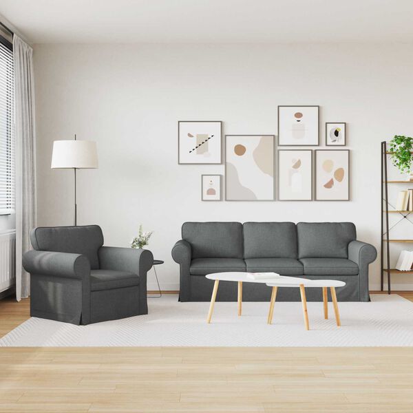 vidaXL Sofa 2 pcs Dunkelgrau