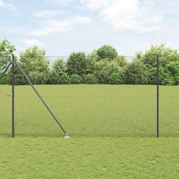 vidaXL Zaunpfosten Grau 10 x 1,5 m (16 x 16 mm Gitter) Stahl und PVC